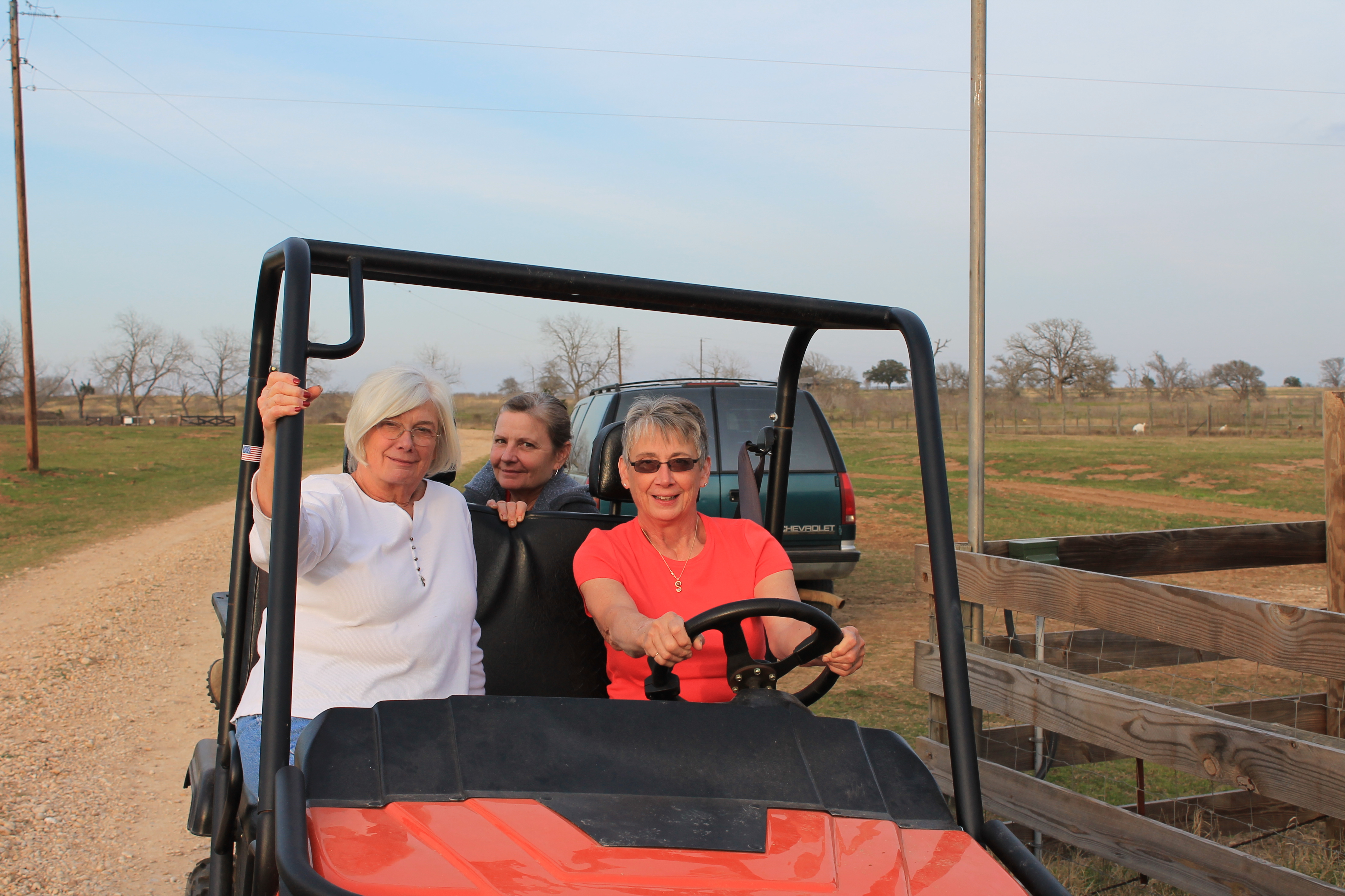 In Texas  on Pat's ranch.  Carol, Pat (in the back), and Jan.