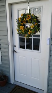 It is official!  The Spring wreath is up on our door!