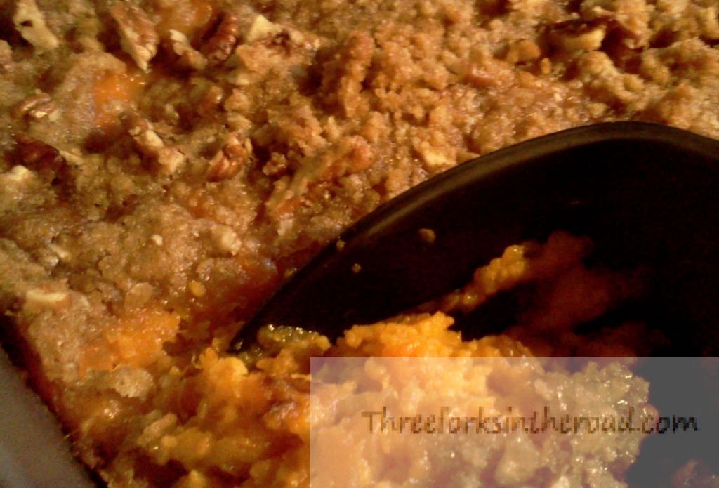 Yummy Sweet Potato Casserole from Allrecipes.com (walnuts substituted for pecans)